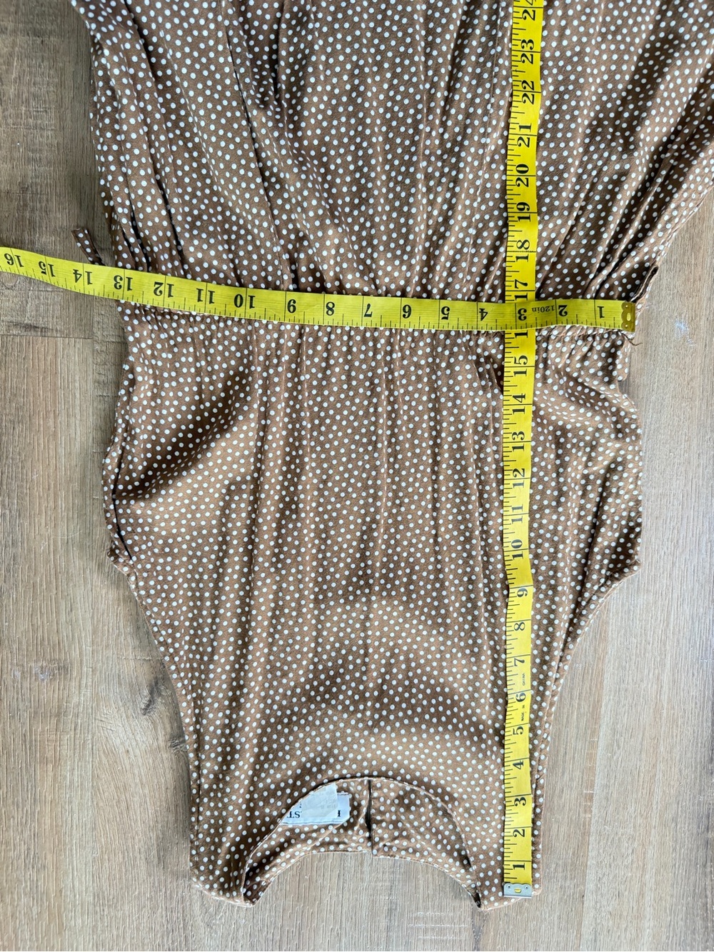 Vintage Brown White Midi Dress Rayon Lightweight Neutral Cottagecore S - Picture 6 of 6